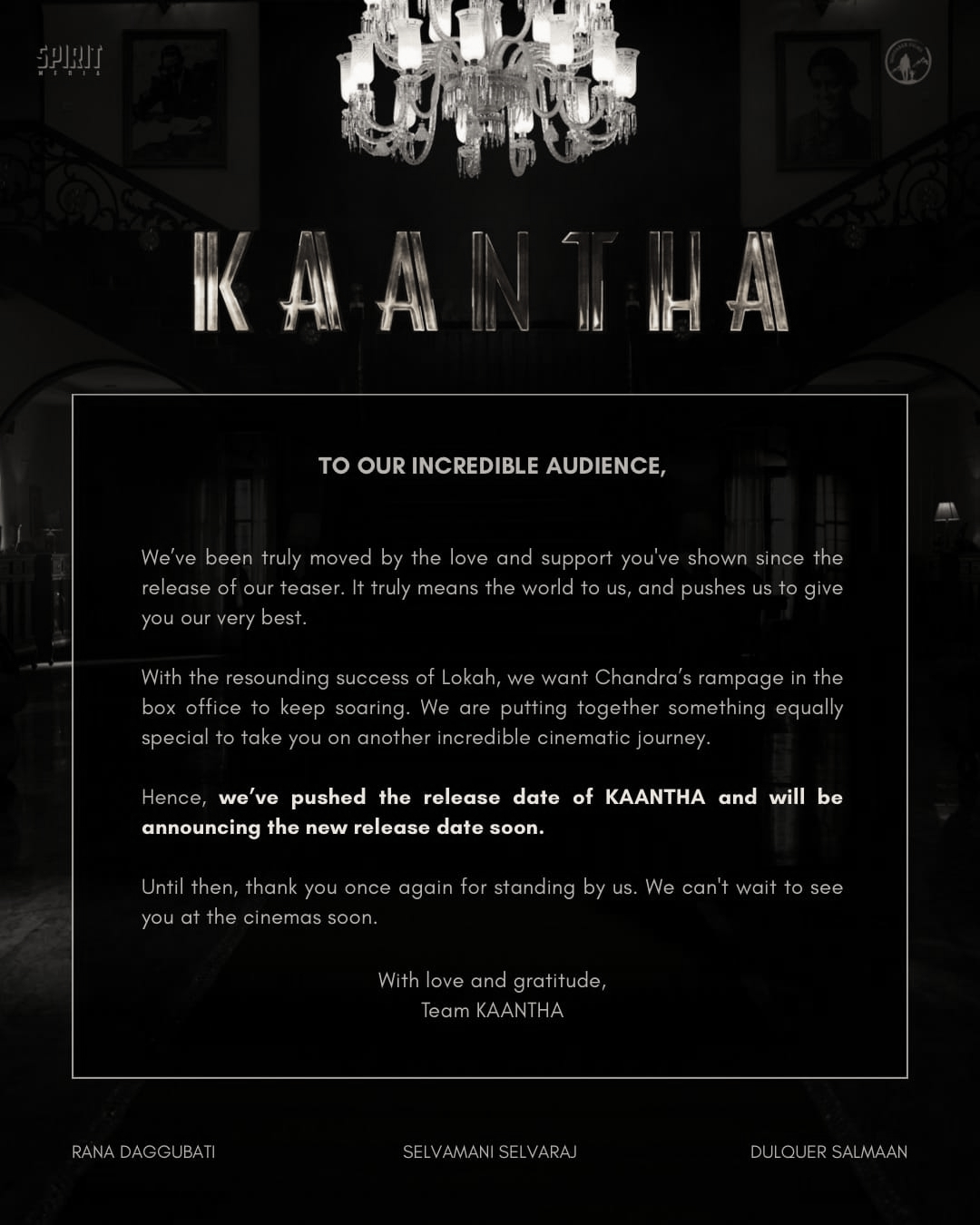 DQ’s Kaantha release postponed amidst Lokah success