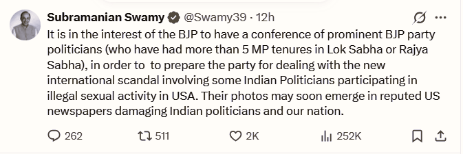 BJP on Edge: Subramanian Swamy flags ‘Explosive’ global controversy ahead