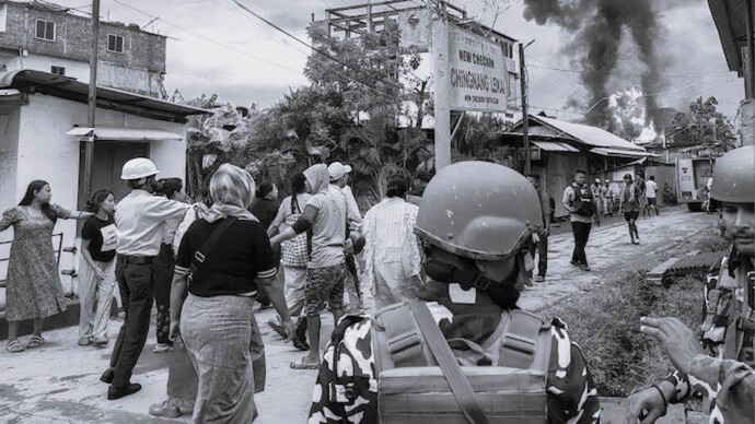 Displaced families clash with security forces in Manipur