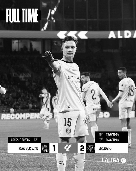 Tsygankov’s late double seals Girona’s first away win in Spanish league football