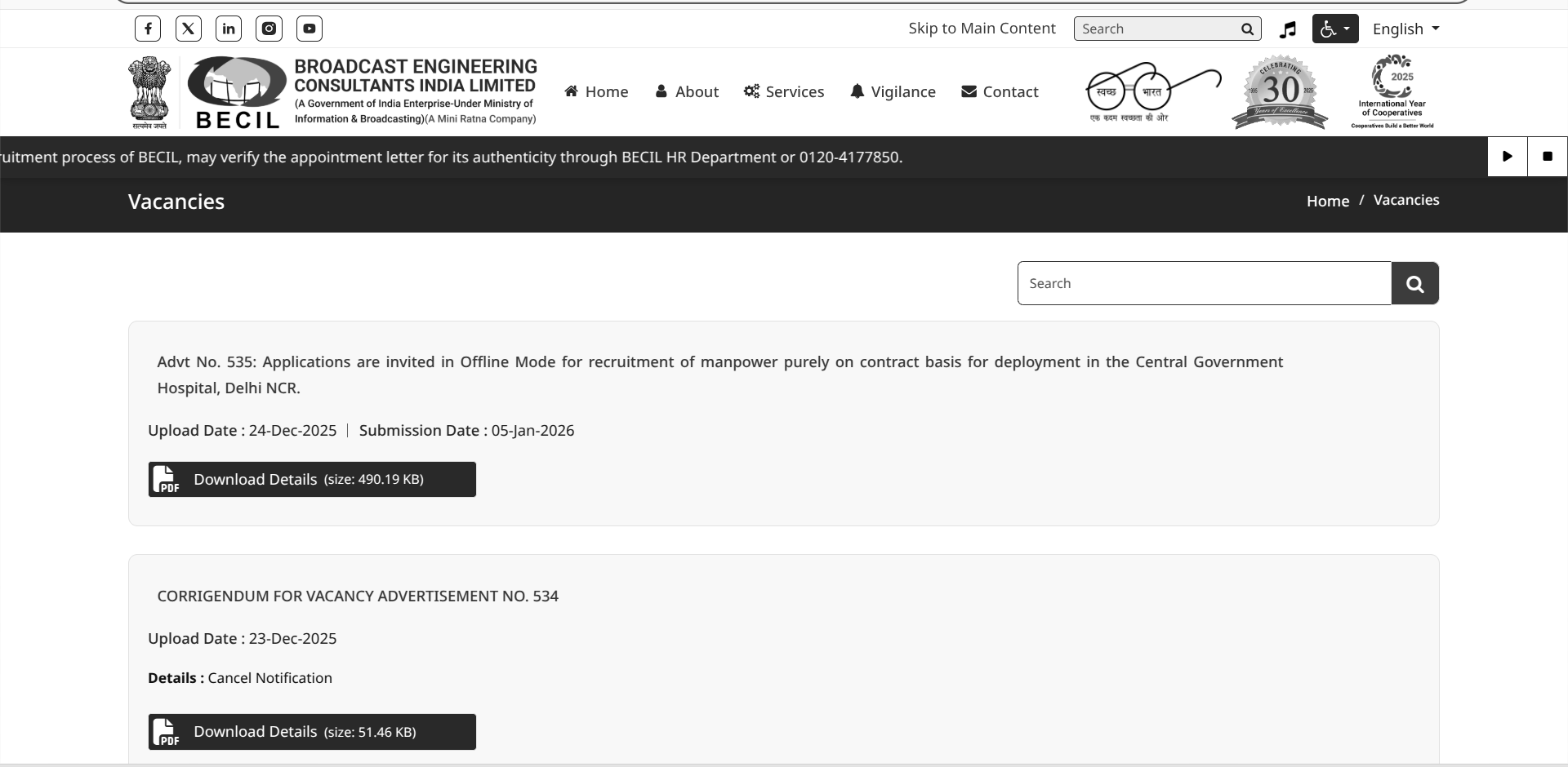 BECIL Invites applications for medical & support staff: Apply Now