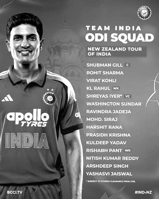15 member India ODI squad for New Zealand released, Siraj makes comeback