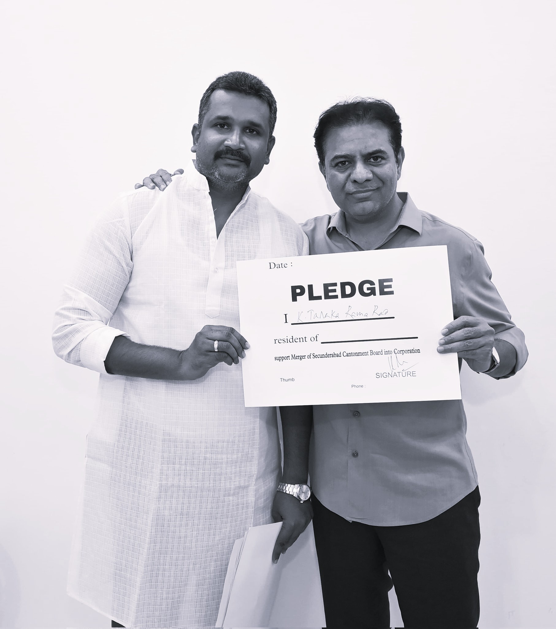 సికింద్రాబాద్ కంటోన్మెంట్ విలీనంపై 'లక్ష సంతకాల' సేకరణ ప్రారంభించిన కేటీఆర్