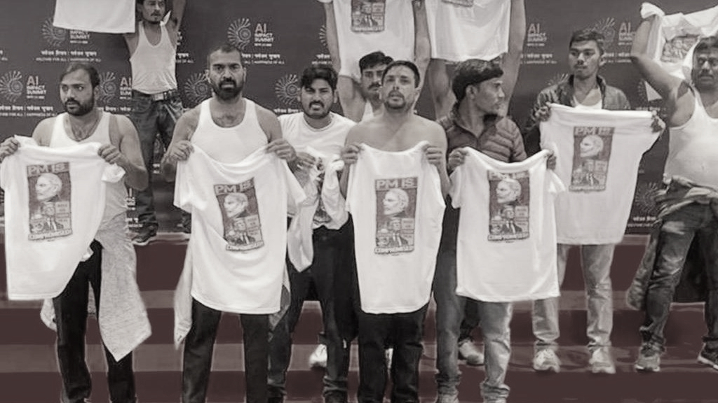 Youth Congress Shirtless Protest at AI Summit Sparks Outrage