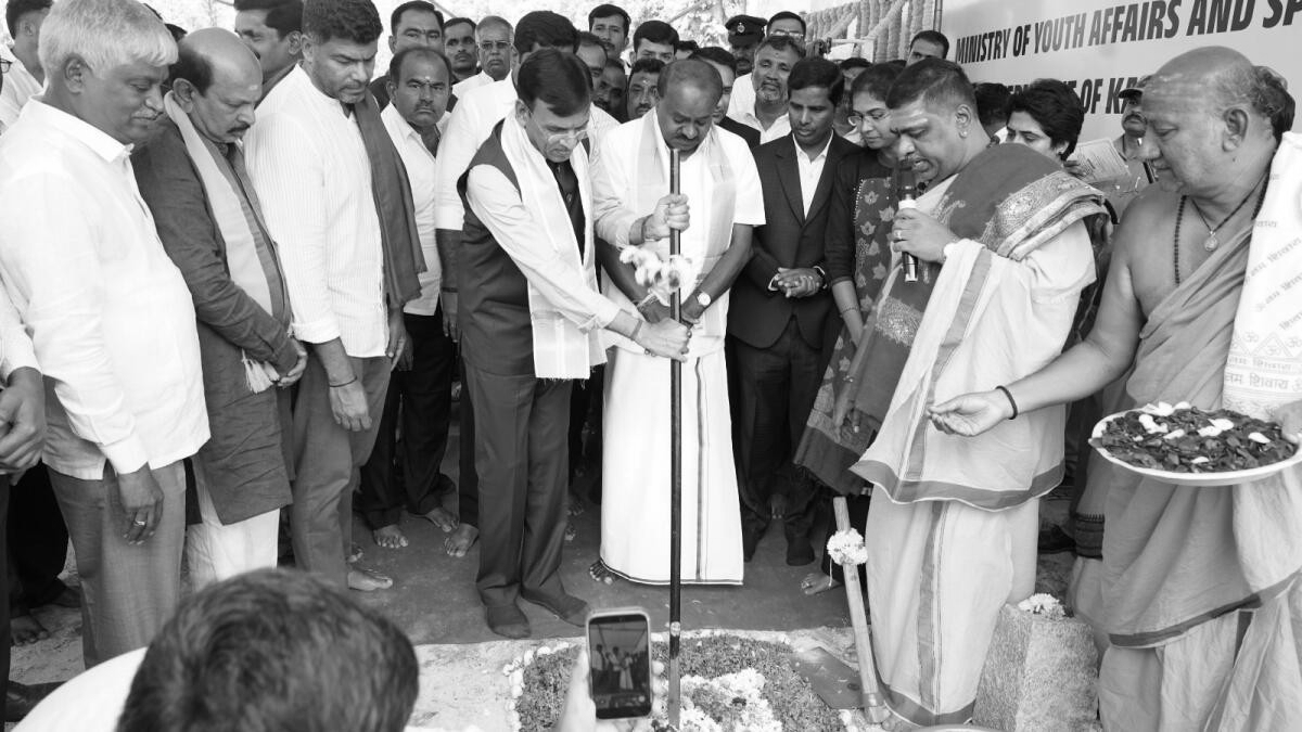 Union Ministers lay foundation stone for Rs 14-cr indoor sports complex in Karnataka’s Mandya