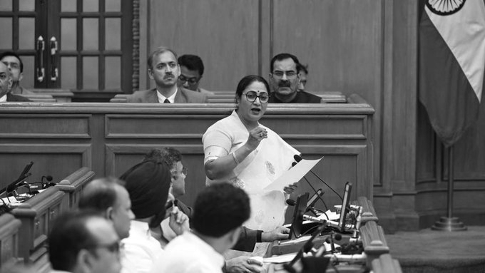 Delhi CM Rekha Gupta Presents Rs 1,03,700 Crore Budget for 2026-27