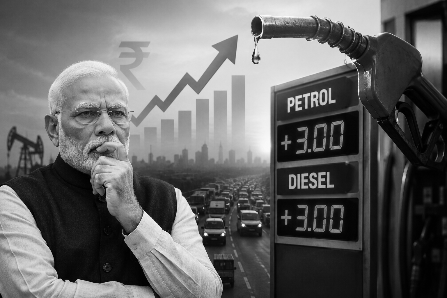 Petrol, Diesel Up ₹3/Litre After Four-Year Freeze, Sparks Inflation Fears and Political Storm
