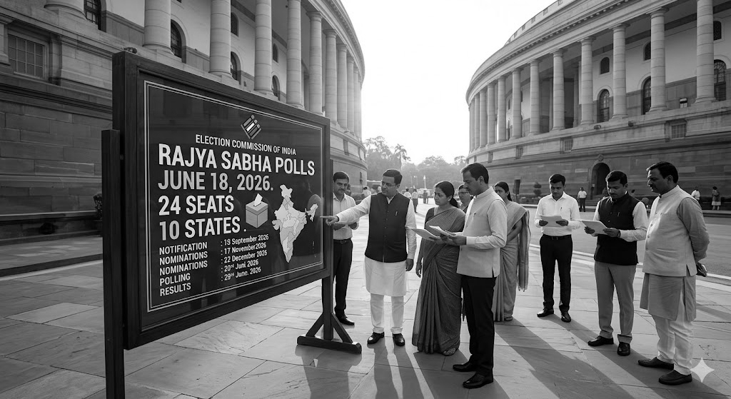 Election Commission Announces Rajya Sabha Polls for 24 Seats Across 10 States on June 18