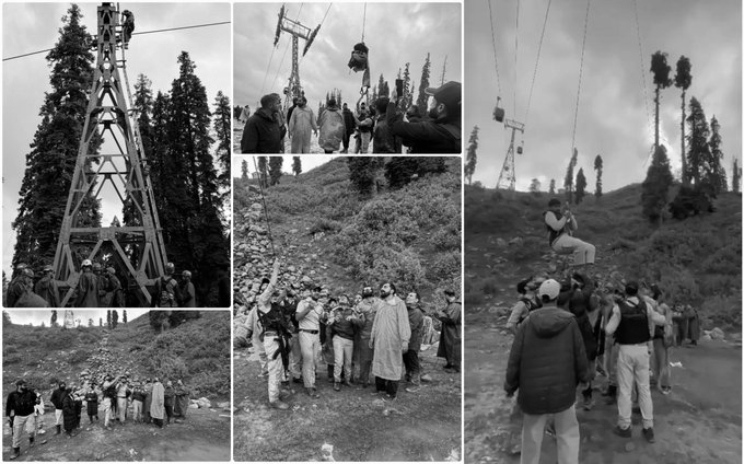 300 Tourists Rescued Mid-Air After Gulmarg Ropeway Develops Fault, Response Forces Rush In