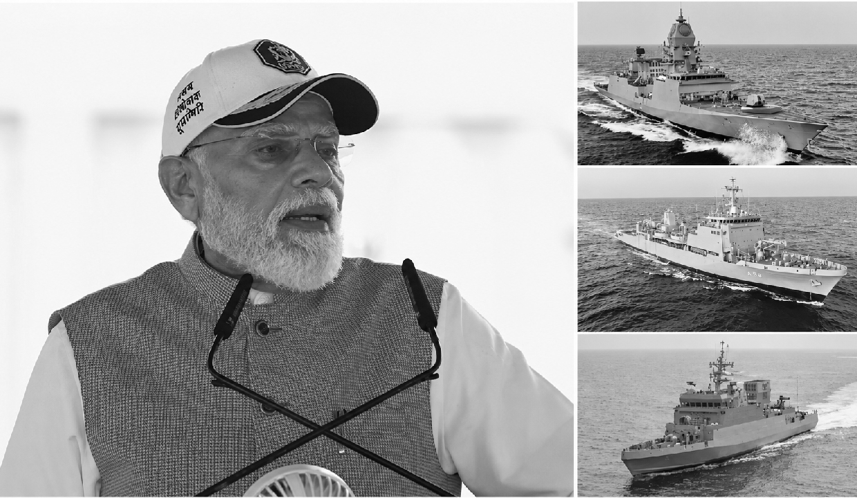 PM Modi Commissions Three Indigenous Naval Ships INS Dunagiri, INS Sanshodhak, INS Agray In Kolkata