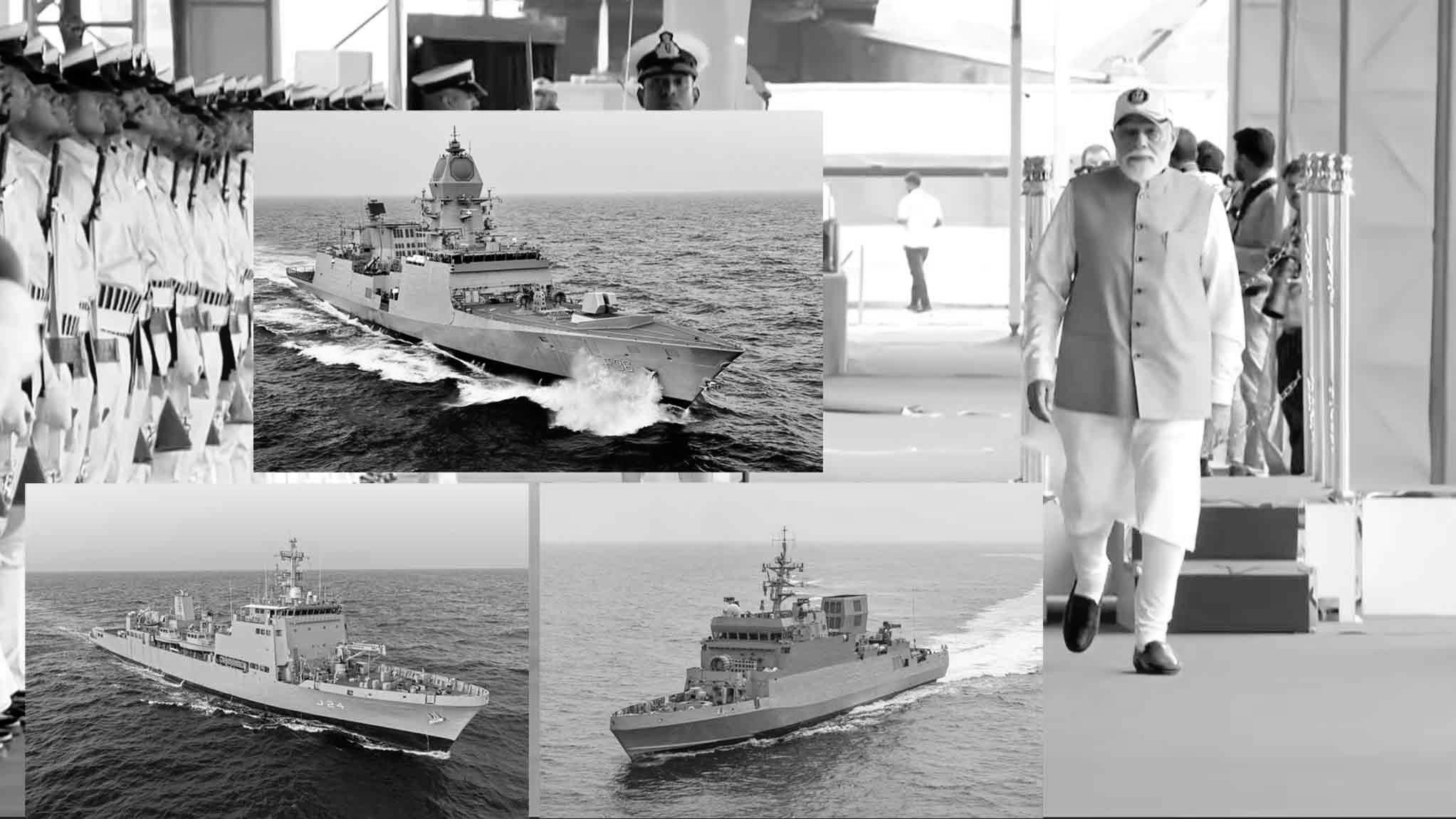 PM Modi Commissions Three Indigenous Naval Ships INS Dunagiri, INS Sanshodhak, INS Agray In Kolkata