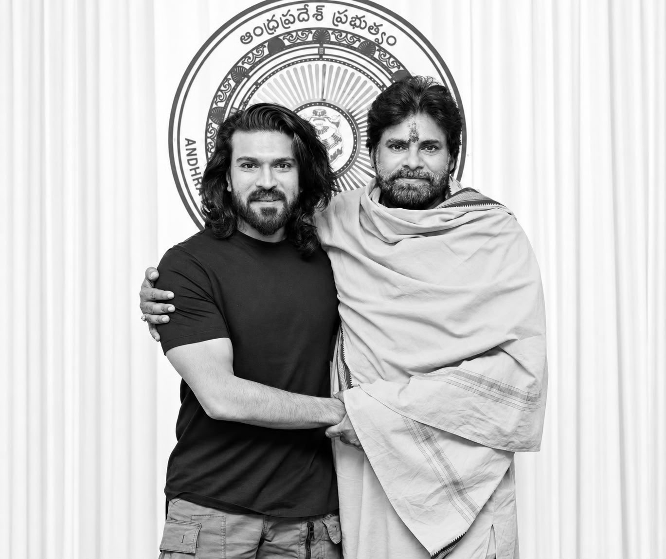 Ram Charan Meets Pawan Kalyan at JanaSena Office in Mangalagiri Before Andhra Premier League Season 5 Opening Ceremony