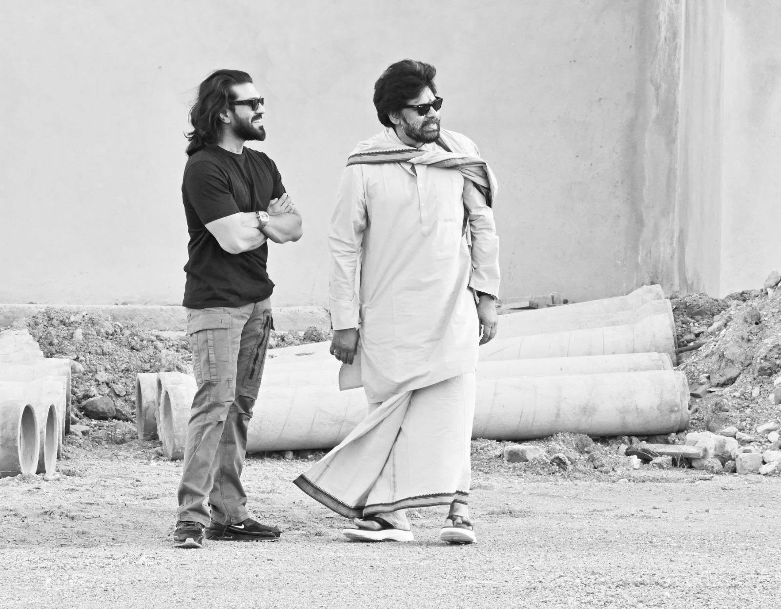 Ram Charan Meets Pawan Kalyan at JanaSena Office in Mangalagiri Before Andhra Premier League Season 5 Opening Ceremony