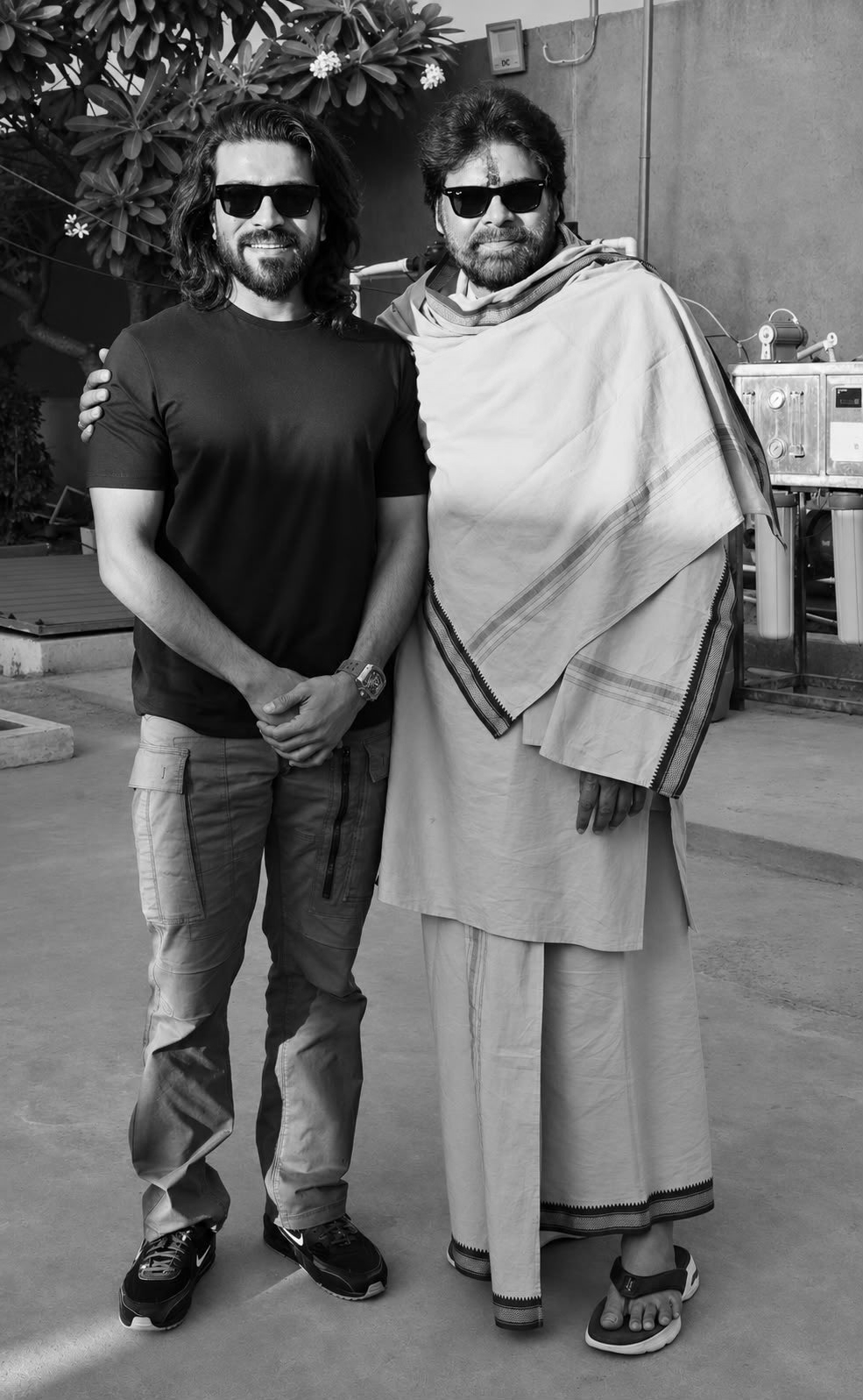 Ram Charan Meets Pawan Kalyan at JanaSena Office in Mangalagiri Before Andhra Premier League Season 5 Opening Ceremony