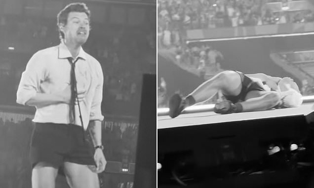 Harry Styles Collapses on Stage After Choking on Water During Wembley Concert in London