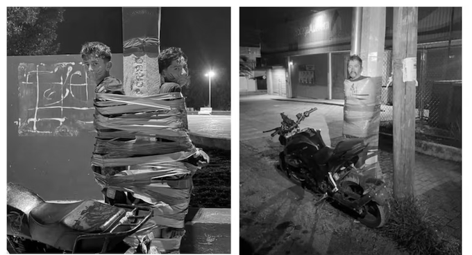 Batman In Mexico? Masked Vigilante Hunts Bike Thieves And Tapes Them To Poles