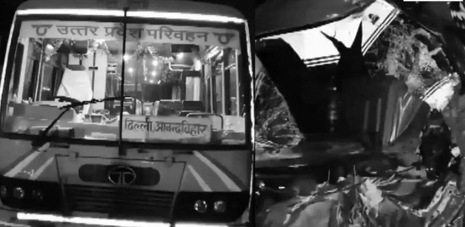 Five Killed, 11 Injured as Speeding Truck Hits Stranded UPSRTC Bus in Etah