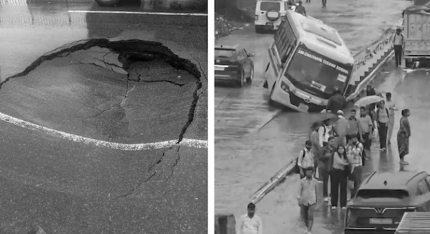Gurugram Grinds to a Halt as 82 mm Rain Triggers Flooding, Road Cave-Ins and Gridlock