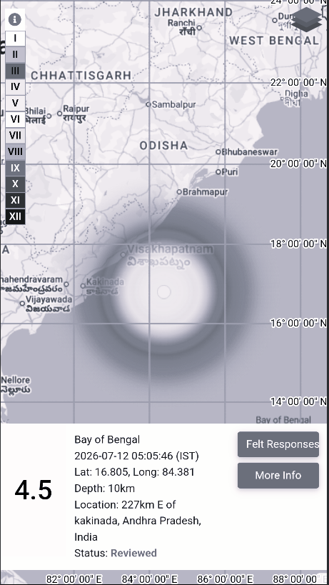 Mild Earthquake Tremors Felt in Visakhapatnam After Offshore Quake in Bay of Bengal