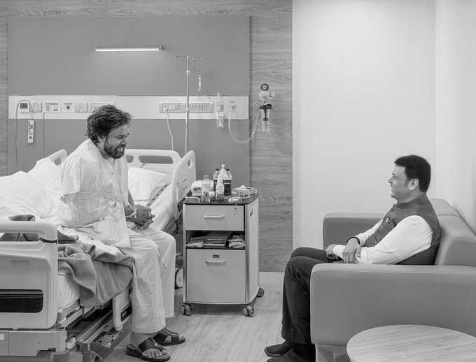 Devendra Fadnavis Visits Pawan Kalyan in Mumbai After Successful Shoulder Surgery