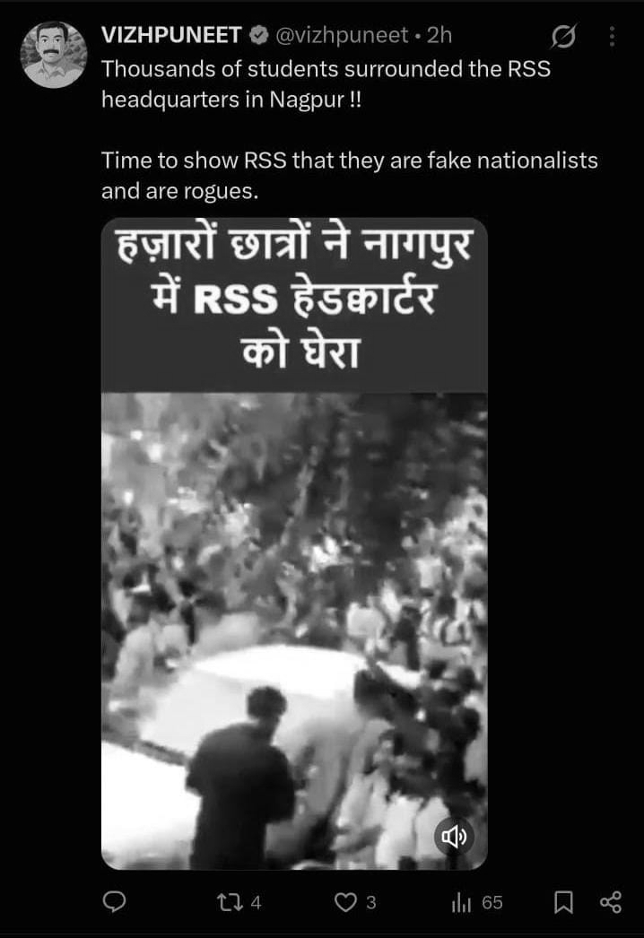 Nagpur Police Book X User Over Fake Post on Protest Outside RSS Headquarters