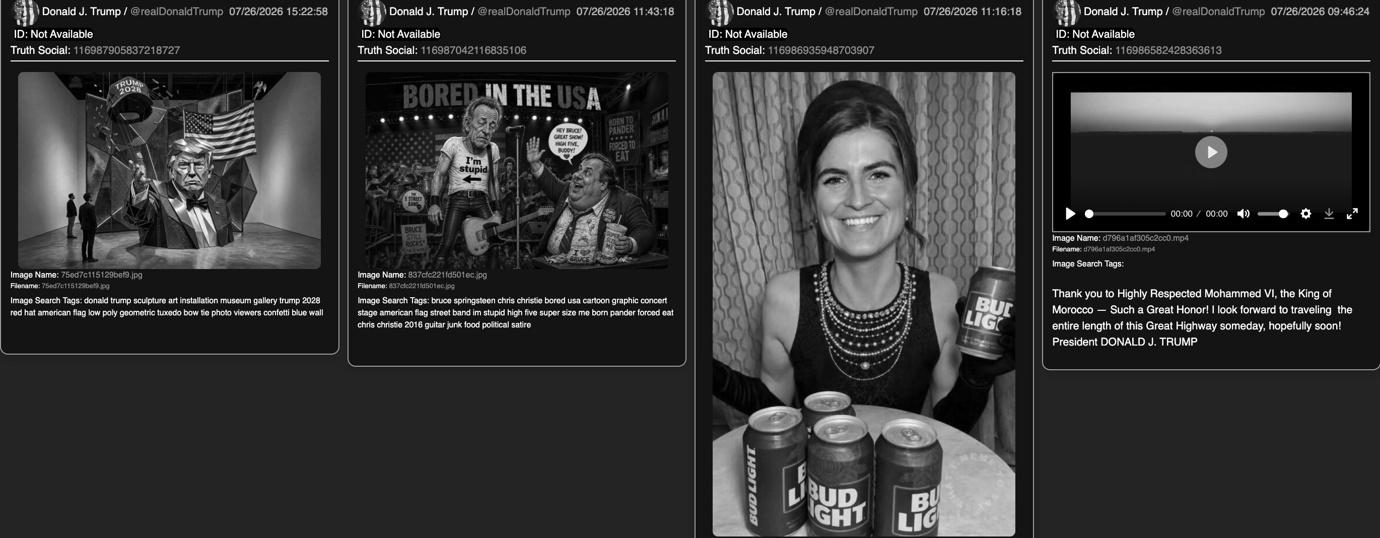 Trump Posts 43 Times in Six Hours on Truth Social, Shares AI Images and Trump 2028 Memes