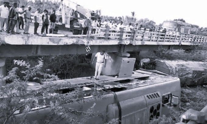 Private Bus Falls From Bridge in Anantapur, 23 Injured