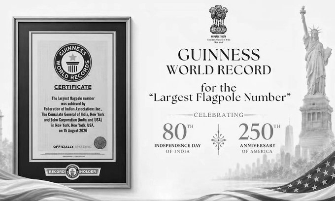 India@80, America@250: Indian-American Community Sets Guinness World Record In New Jersey