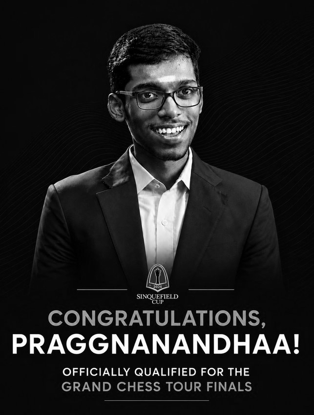 Praggnanandhaa Secures Spot In 2026 Grand Chess Tour Finals
