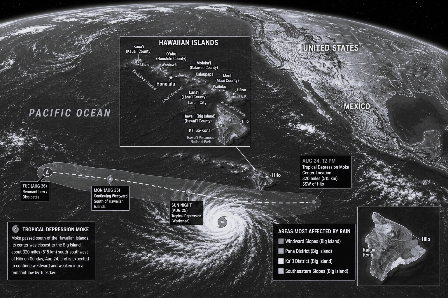 Tropical Depression Moke Threatens Fresh Flooding in Hurricane-Hit Hawaii