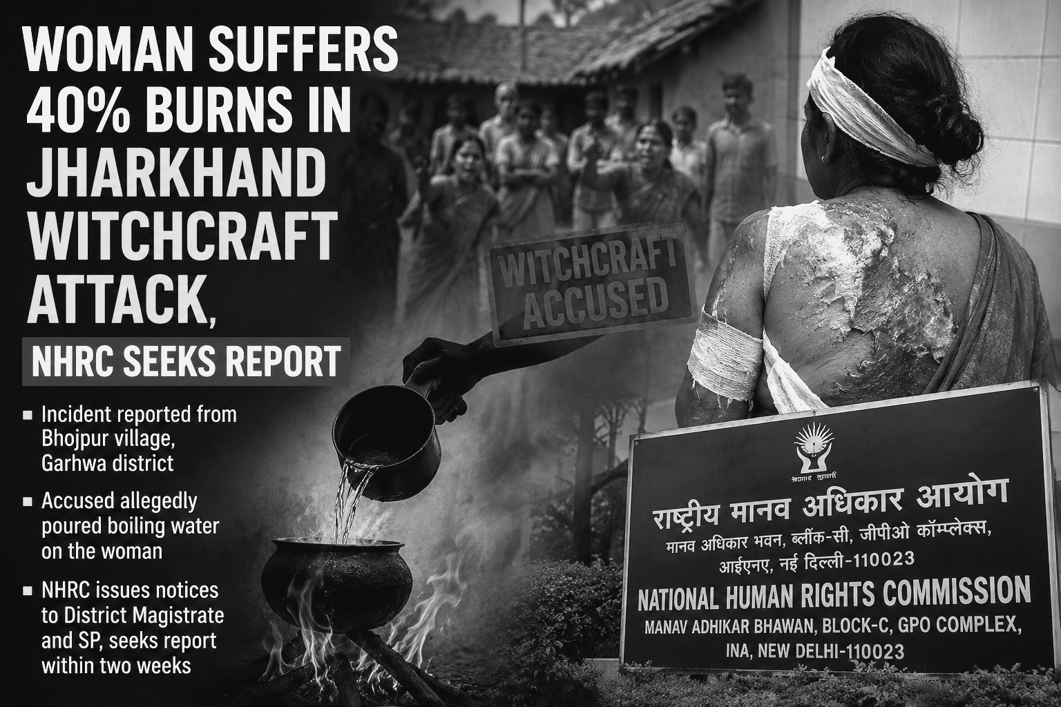 Woman Suffers 40% Burns in Jharkhand Witchcraft Attack, NHRC Seeks Report