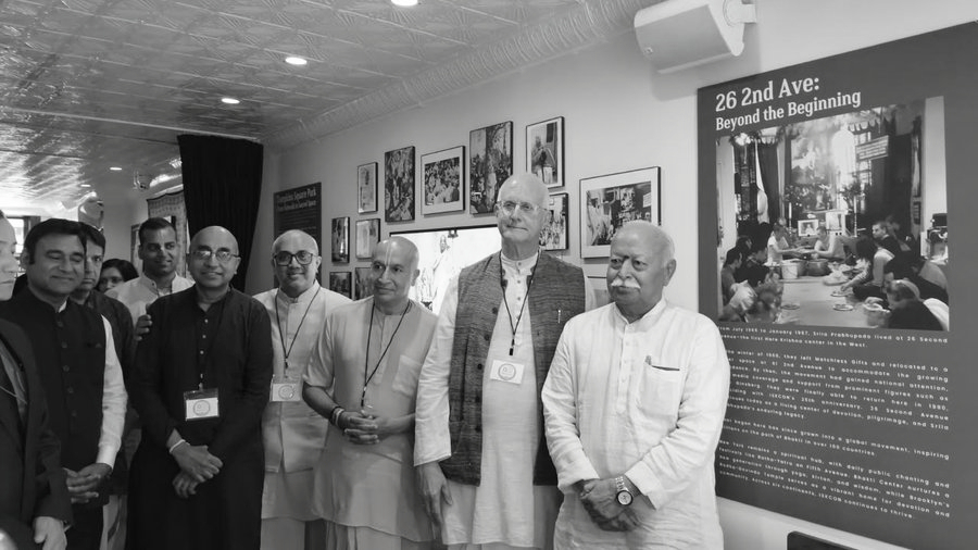 Mohan Bhagwat Visits ISKCON’s Historic New York Birthplace, Highlights Message Of Unity