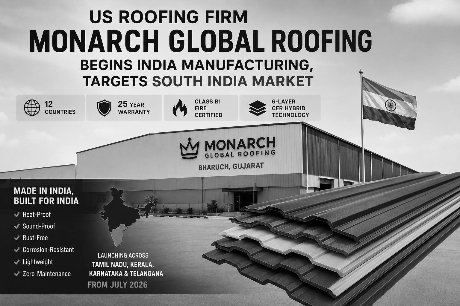 US Roofing Firm Monarch Expands Into India, Targets Four South Indian States