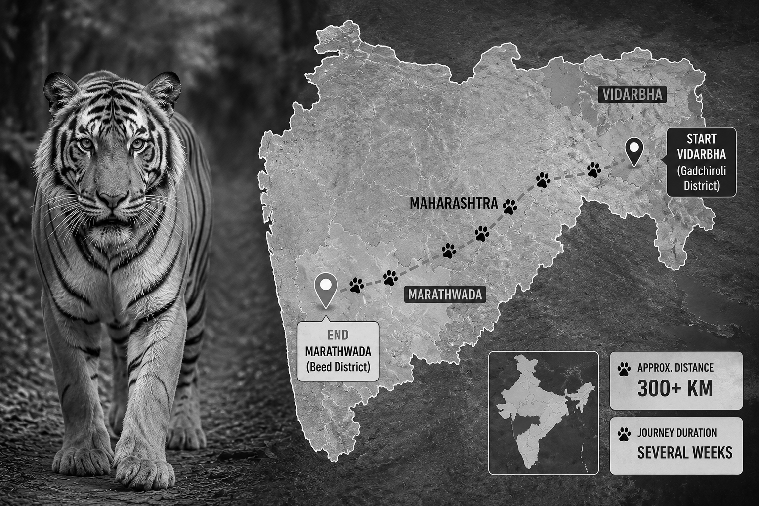 From Vidarbha to Marathwada: How One Tiger Is Redrawing Maharashtra’s Wildlife Map