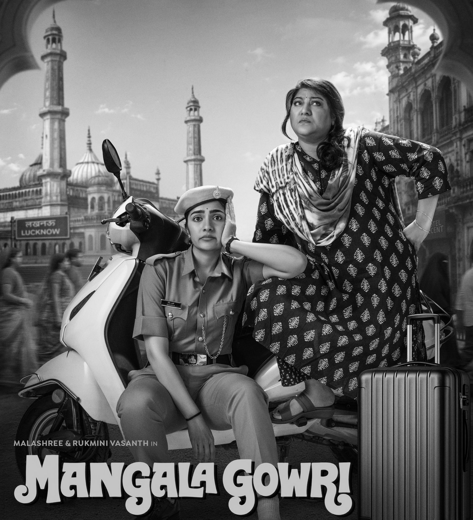 Mangala Gowri First Look Unveils Rukmini Vasanth as Cop Alongside Malashree