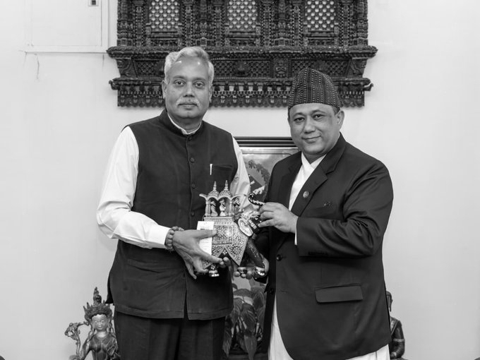 India Envoy Naveen Srivastava Meets Nepal FM Shisir Khanal, Bids Farewell