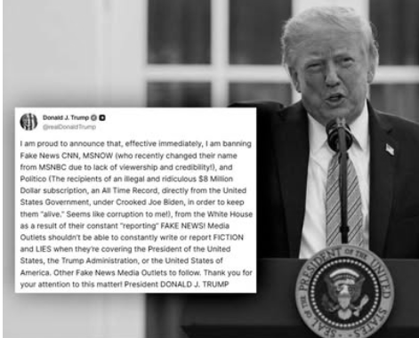 Trump Bans CNN, MS NOW And Politico From White House, Accuses Outlets Of ‘Fake News’