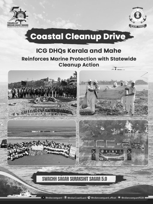 Indian Coast Guard Mobilises 1,000-Plus Volunteers for Kerala Beach Cleanup