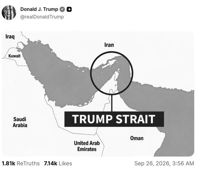 Trump Strait? Trump Posts Hormuz Map After Iran’s 7-Day Reopening Offer
