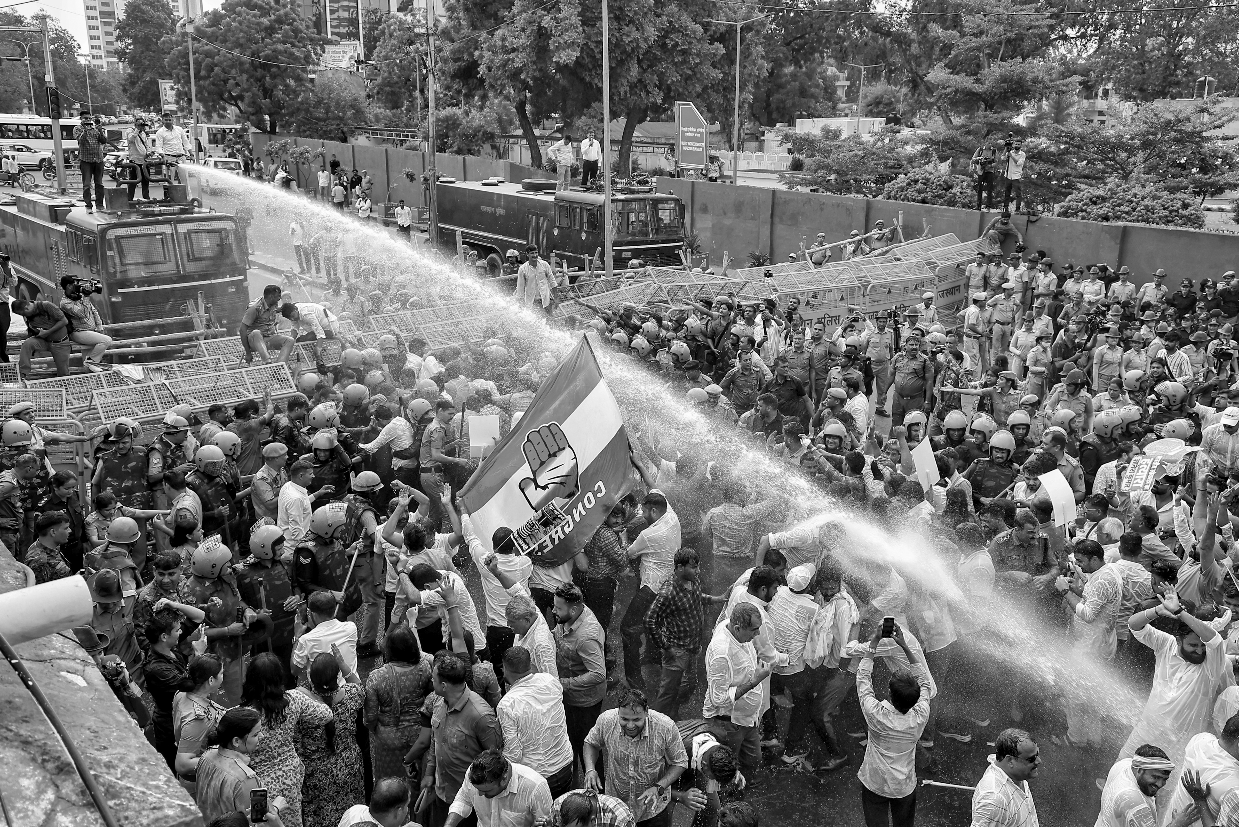 Water Cannons Used as Rajasthan Congress Protests Alleged ‘Vote Theft’
