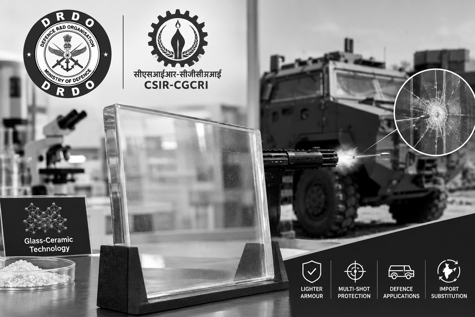 DRDO, CGCRI Partner to Develop Indigenous Lightweight Bulletproof Glass