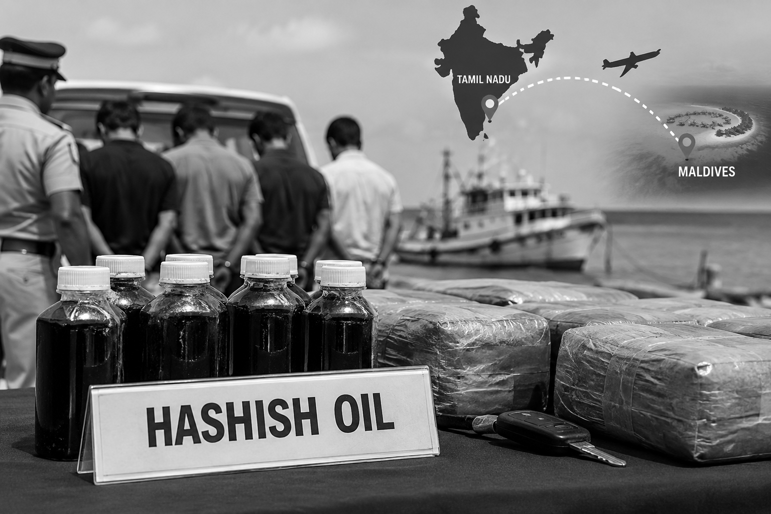 Rs 17 Crore Hashish Oil Seized En Route to Maldives, Four Arrested in Tamil Nadu