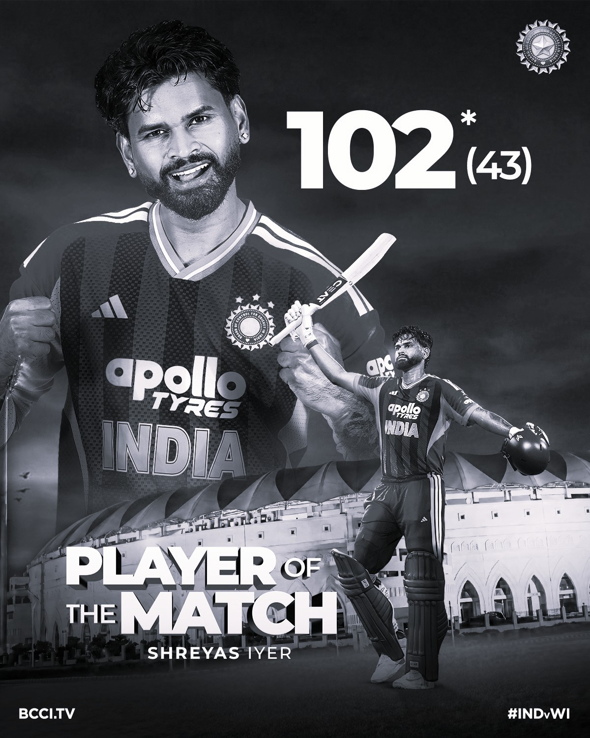 Shreyas Iyer’s Century, Naman Dhir’s Three-Wicket Haul Power India to Eight-Wicket Win