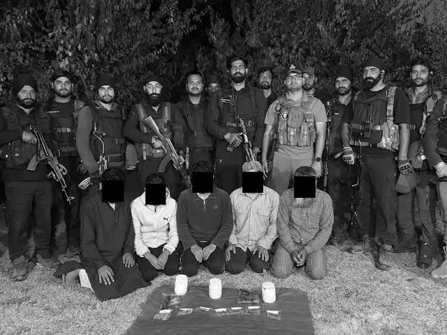 Five Terrorist Associates Held in Kulgam, Two Pistols, Three Grenades Seized