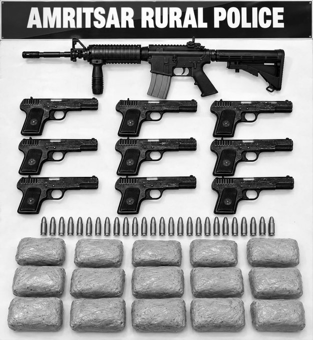 Punjab Police Bust Two Arms, Drug Networks, Four Arrested, M16 Rifle Seized
