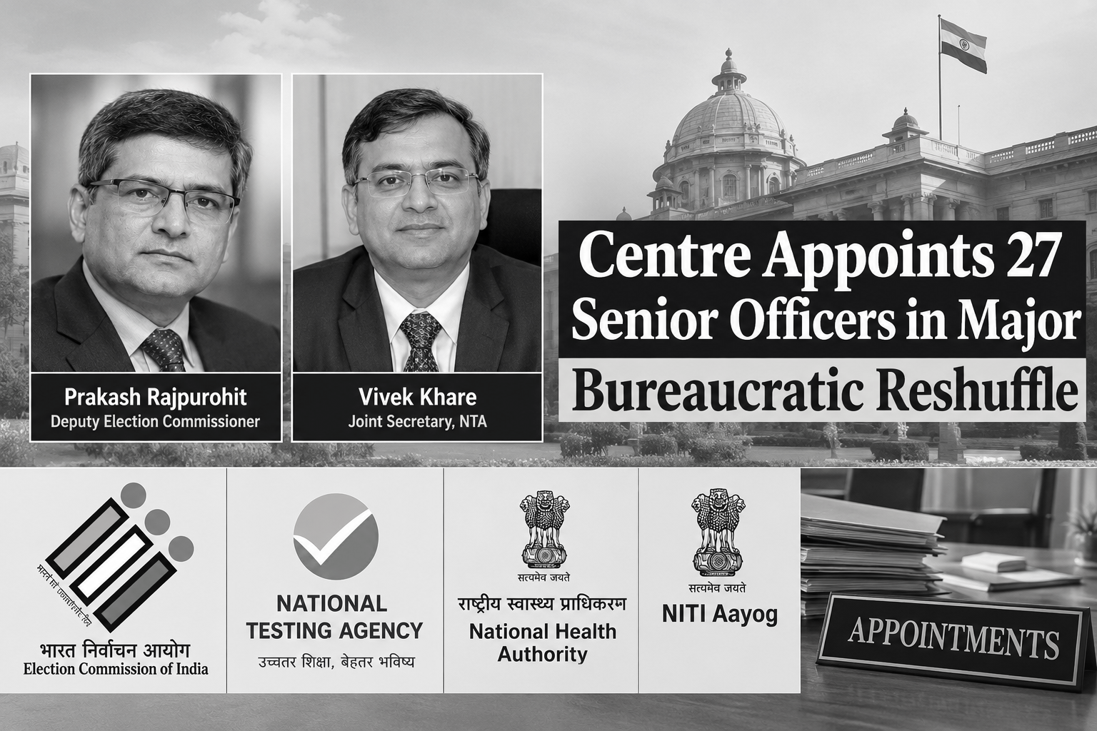 Centre Appoints 27 Senior Officers in Major Bureaucratic Reshuffle