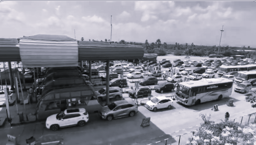 Dasara Rush Triggers Long Queues at Panthangi Toll Plaza