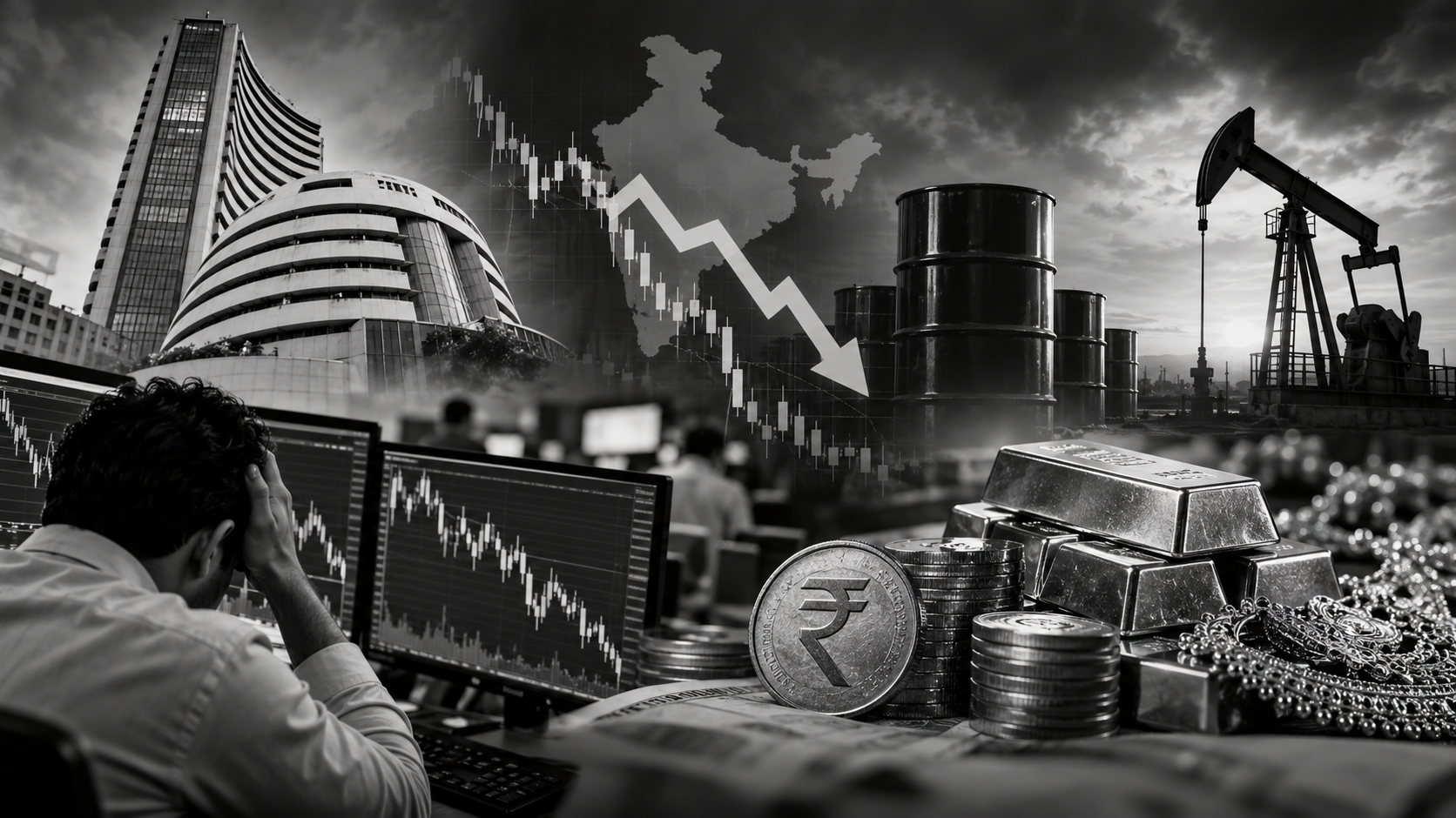 Indian Markets Slide as FII Selling and Crude Oil Concerns Dominate Trade