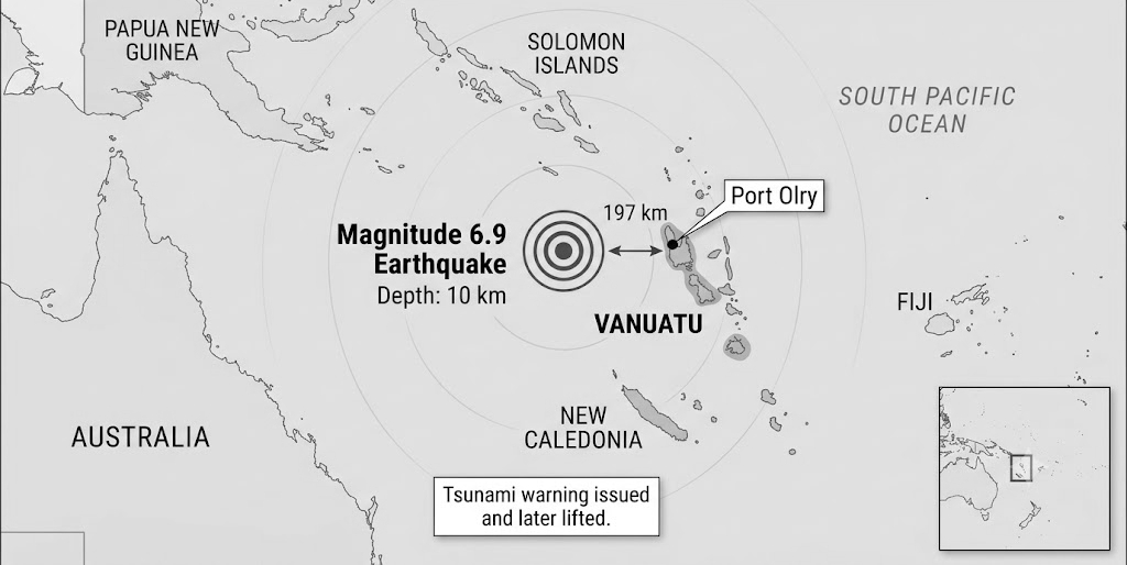 6.9 Magnitude Earthquake Hits Vanuatu in South Pacific, Tsunami Warning Lifted After Strong Tremors