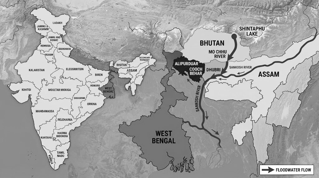 Bhutan Glacial Lake Burst Triggers Flood Scare in North Bengal, 12,000 Evacuated